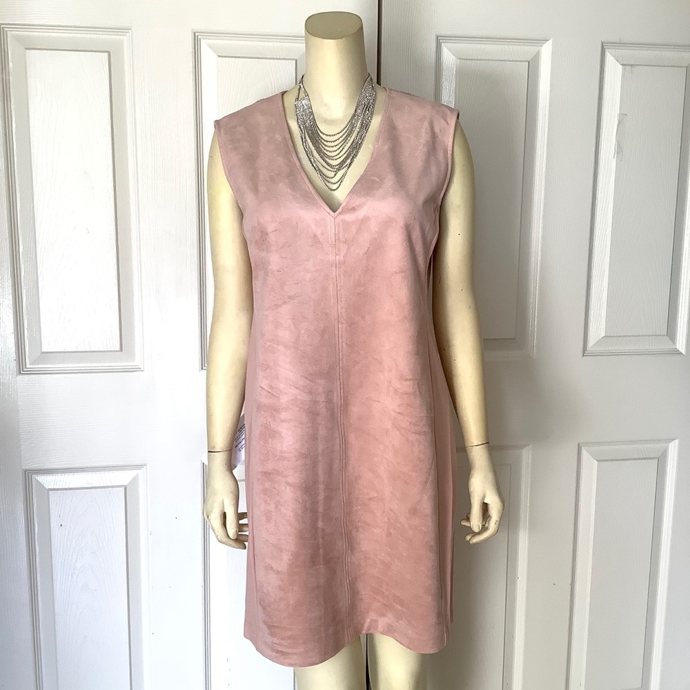 BCBG MAXAZRIA L Pink Suede Dress Casual Feminine Minimalist